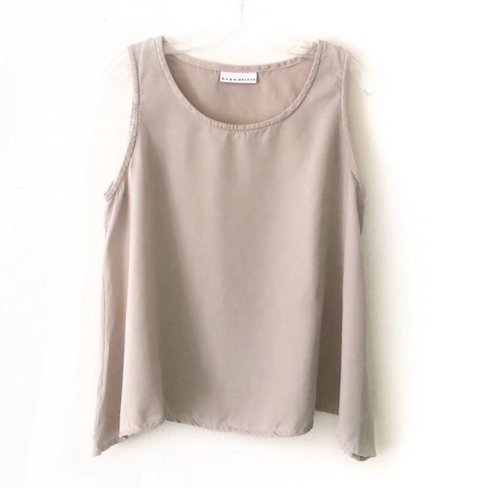 BRYN WALKER natural tan sleeveless top 100% tencel